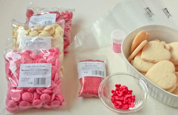 Ingredients for decorating gluten-free sugar cookies.