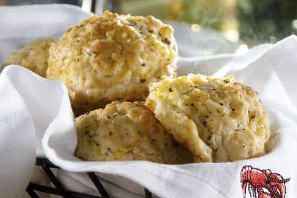 Baked Cheddar Bay Biscuits in a Basket
