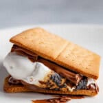 A s'more on the counter made with two gluten-free graham crackers.